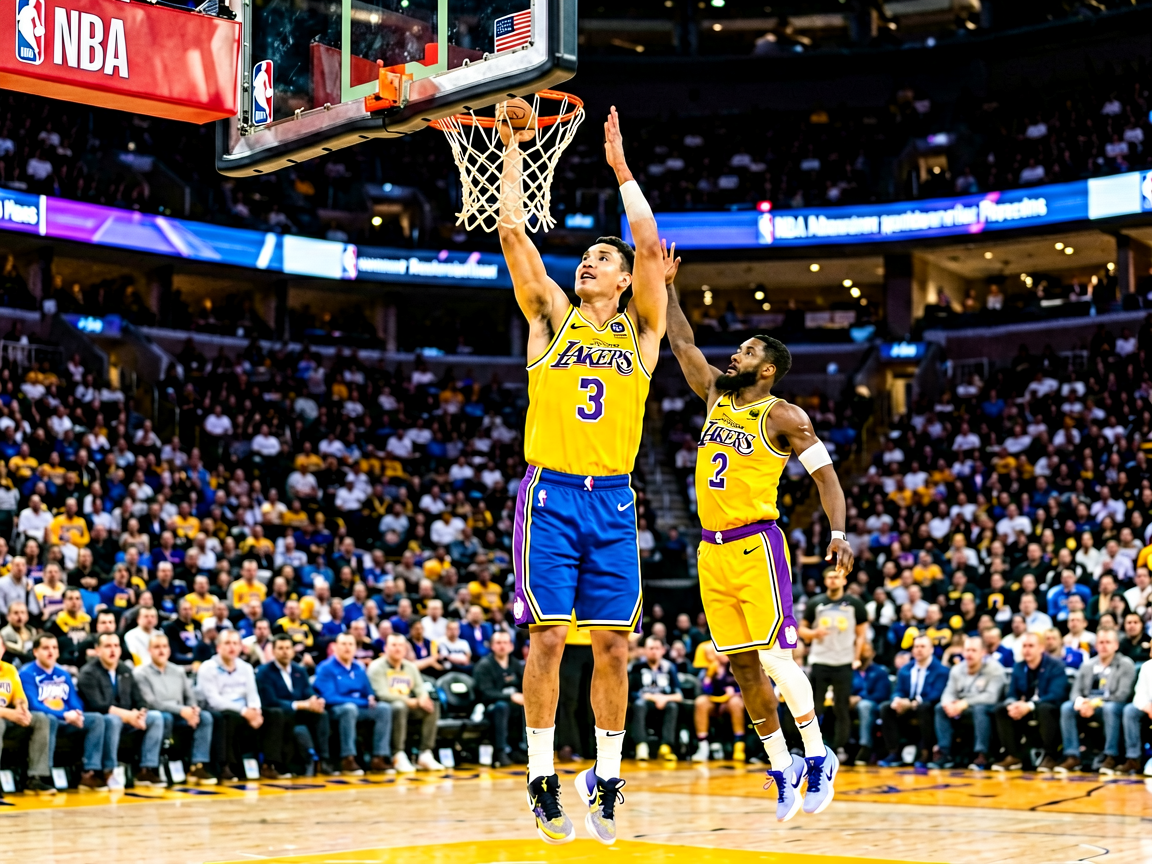 NBA比赛现场，球员扣篮精彩瞬间